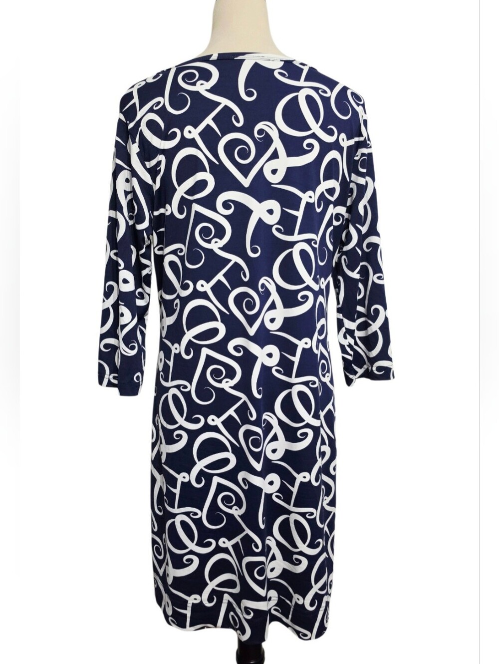 Lulu B Dress Womens Large SPF 50 Navy White Coastal Grandma 3/4 Sleeve Stretch - Picture 5 of 12